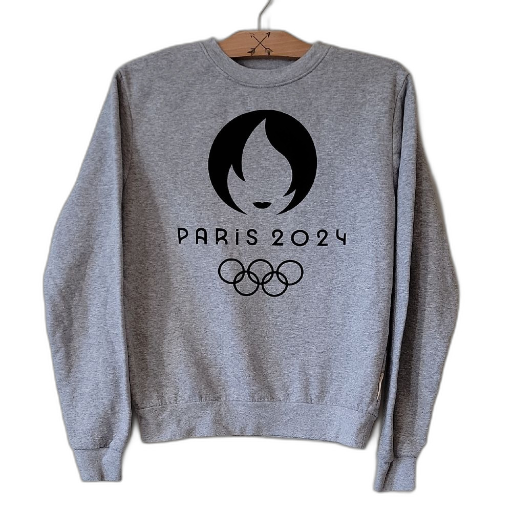 Olympics Sweatshirt Gray Black Size S